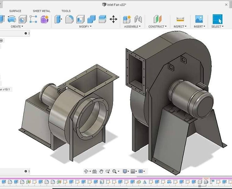 Industrial ID Fan 3D modeling Fusion 360