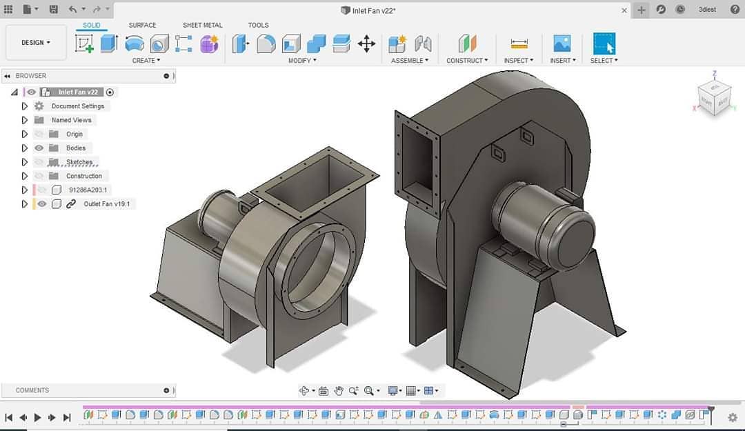 Industrial ID Fan 3D modeling Fusion 360