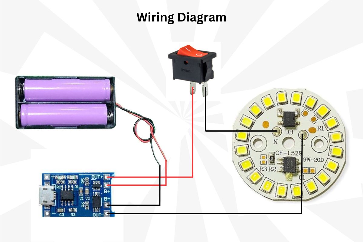 Wiring Diagram 3D printable Rechargeable DIY lamp